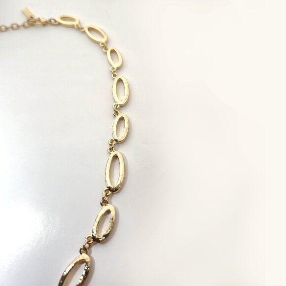 Napier Gold Tone Oval Link Necklace with CZ Stones | 15.75–18 Inch Adjustable - Picture 5 of 5